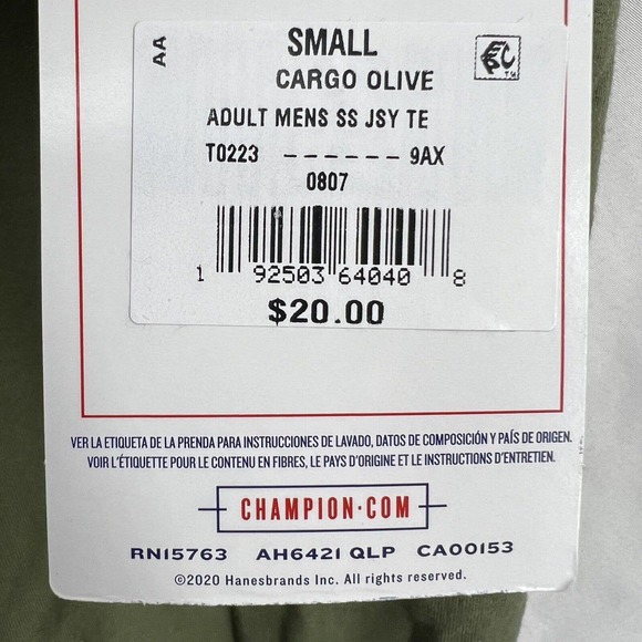 Champion Mens Green Short Sleeve Jersey Tee New Size Small New - Picture 6 of 6